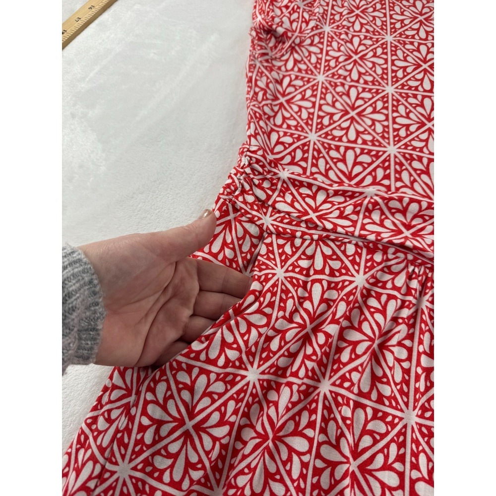 Boden Amelie Print Fit Flare Jersey Dress Women's 10R Red Casual Short Sleeve - Picture 6 of 8